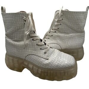 Katy Perry Women's Geli Combat Boots White Y2K Grunge Fairy Womens Size 10